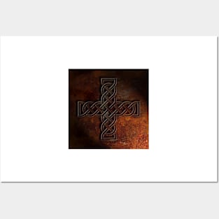 Celtic Knotwork Cross Rust Texture No 1 Posters and Art